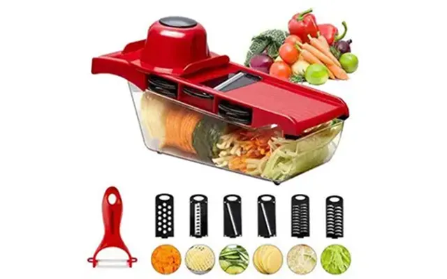 6 Interchangeable Blades With Peeler Hand Protector Storage Container Vegetable Slicer Cutter Chopper