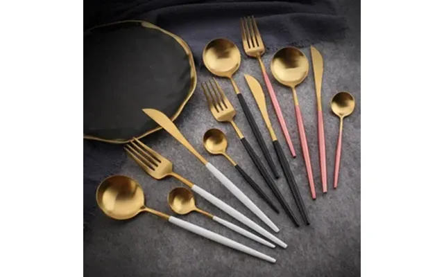 Factory Cheap Price Kitchen Metal Flatware Set Matte Polish Gold Dinnerware Set Stainless Steel Cutlery Set