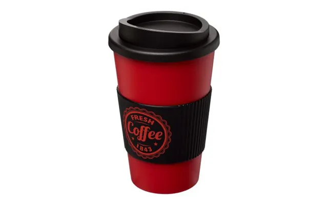 Eco Friendly Merch Americano 350 Ml Insulated Tumbler With Grip Red-solid Black Not Available Custom Branded Merch With 