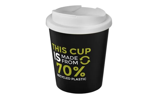 Eco Friendly Merch Americano Espresso Eco 250 Ml Recycled Tumbler With Spill-proof Lid Solid Black-white Not Available C