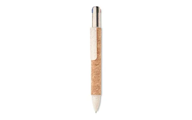 Eco Friendly Merch Cork 4-colour Ink Ball Pen Beige Custom Branded Merch With Logo For Bulk Corporate Gifts
