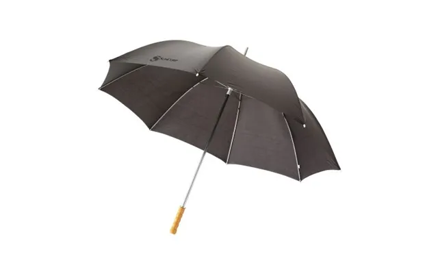 Fast Production Promotional Karl 30 Golf Umbrella With Wooden Handle Solid Black Not Available Custom Branded Merch With