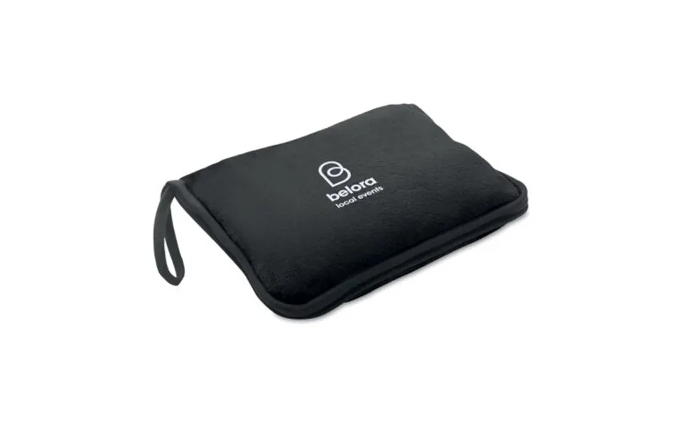 Promotional 2 In 1 Travel Blanket Set Black Branded With Your Logo