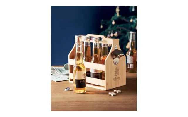 Promotional 6 Beer Crate In Bamboo Wood Custom Branded Merch With Logo For Bulk Corporate Gifts
