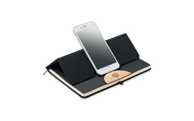 Promotional A5 Rpet Notebook With Phone Stand Black Custom Branded Merch With Logo For Bulk Corporate Gifts