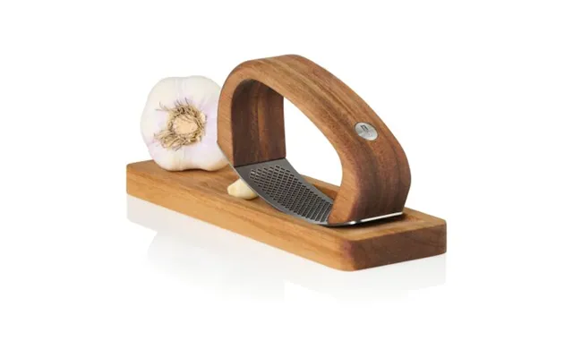 Promotional Adhoc Roccaalio Garlic Press With Chopping Board Brown Custom Branded Merch With Logo For Bulk Corporate Gif
