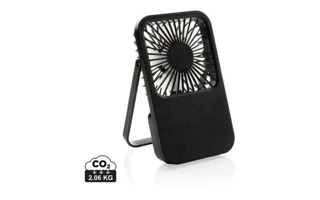 Promotional Aervina Rcs Recycled Plastic Re-chargeable Desk Fan Black Custom Branded Merch With Logo For Bulk Corporate 