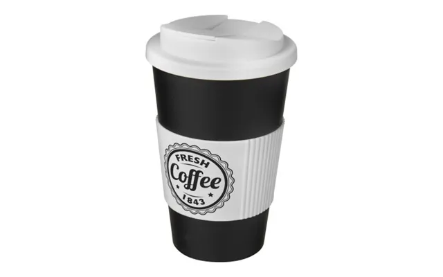 Promotional Americano 350 Ml Tumbler With Grip & Spill-proof Lid Solid Black-white Branded With Your Logo product image