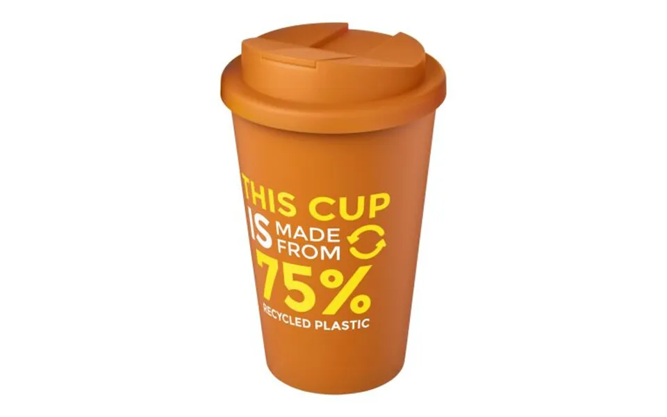 Promotional Americano Eco 350 Ml Recycled Tumbler With Spill-proof Lid Orange Branded With Your Logo