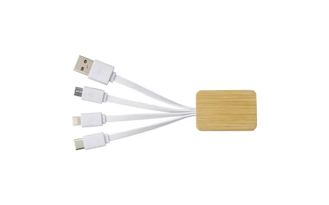 Promotional Bamboo Charging Cable Brandan White Branded With Your Logo
