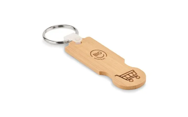Promotional Bamboo Euro Token Key Ring Wood Branded With Your Logo