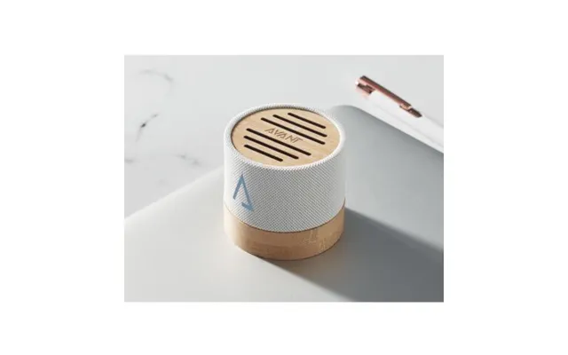 Promotional Bamboo Rpet Wireless Speaker White Branded With Your Logo