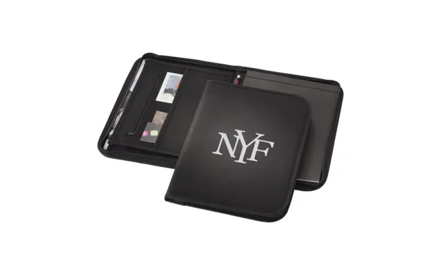 Promotional Berkely A4 Zippered Portfolio Solid Black Branded With Your Logo