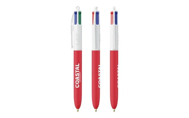 Promotional Bic 4 Colours Soft With Lanyard White-red Branded With Your Logo