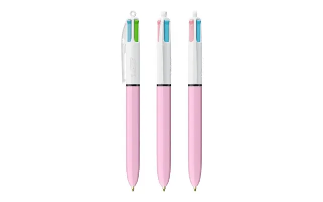 Promotional Bic 4-colour Fashion Pen White-purple Pastel Custom Branded Merch With Logo For Bulk Corporate Gifts