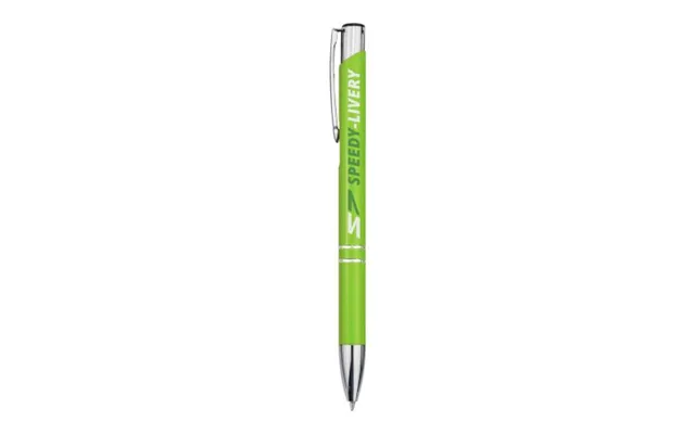 Promotional Blue Ink Moneta Aluminium Click Ballpoint Pen Lime Branded With Your Logo