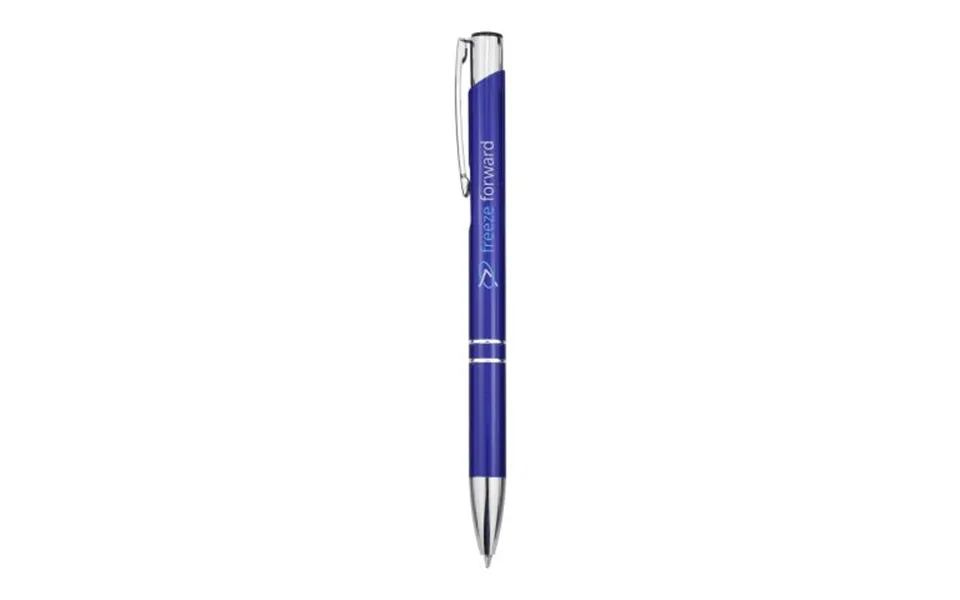 Promotional Blue Ink Moneta Aluminium Click Ballpoint Pen Royal Blue Branded With Your Logo