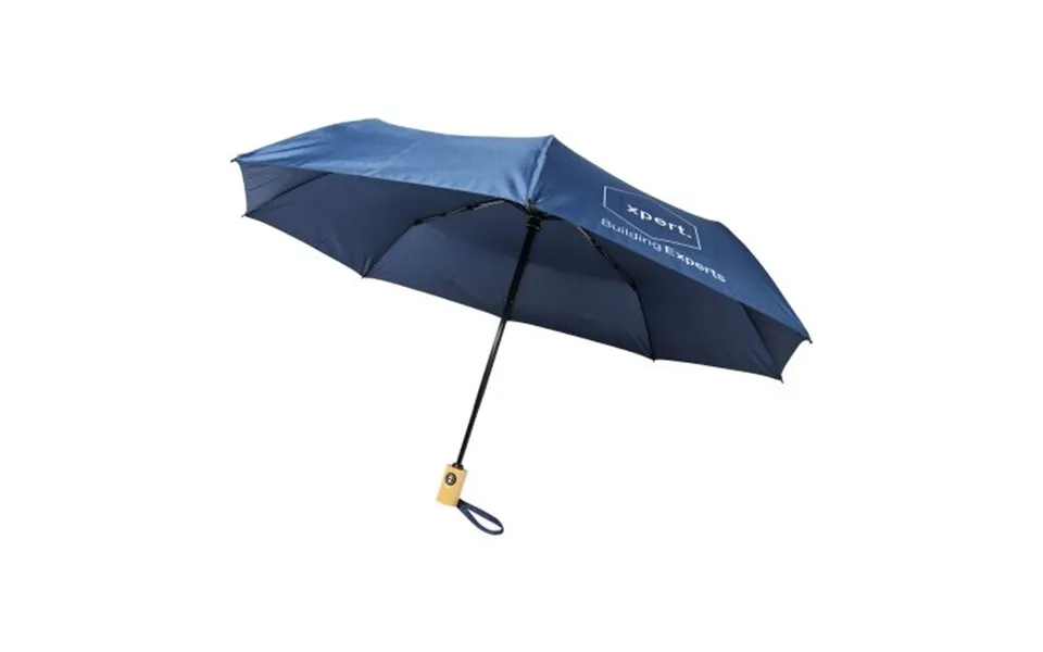 Promotional Bo 21 Fold. Auto Open Close Recycled Pet Umbrella Deep Blue Branded With Your Logo