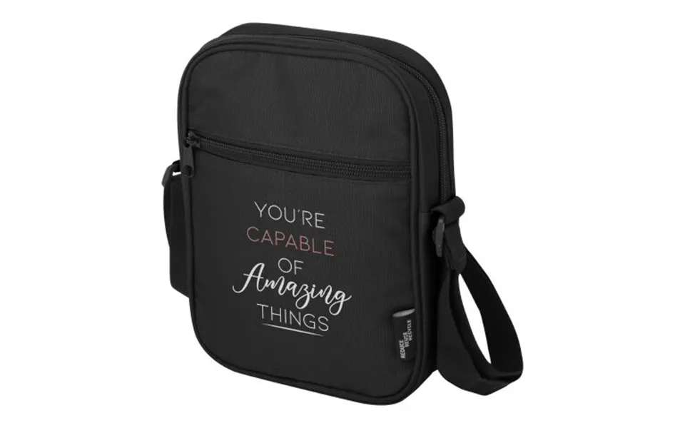 Promotional Byron Grs Recycled Crossbody Bag 2l Solid Black Branded With Your Logo