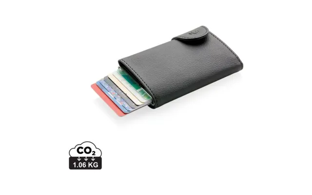 Promotional C-secure Rfid Card Holder & Wallet Black-silver Custom Branded Merch With Logo For Bulk Corporate Gifts