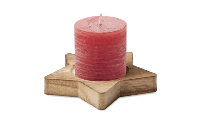 Promotional Candle On Star Wooden Base Red Custom Branded Merch With Logo For Bulk Corporate Gifts product image
