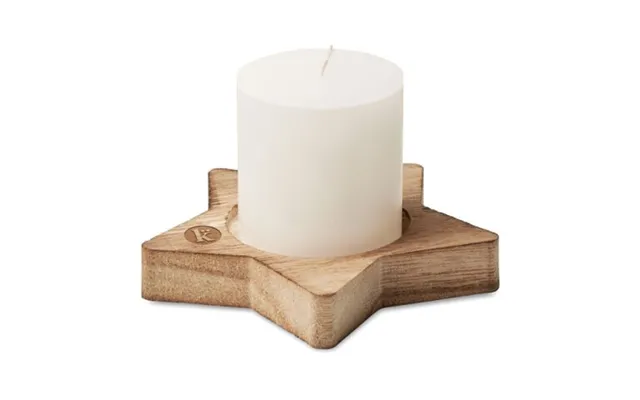 Promotional Candle On Star Wooden Base Wood Custom Branded Merch With Logo For Bulk Corporate Gifts product image