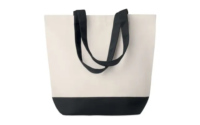 Promotional Canvas Beach Bag With Coloured Bottom 280gr M2 Black Branded With Your Logo