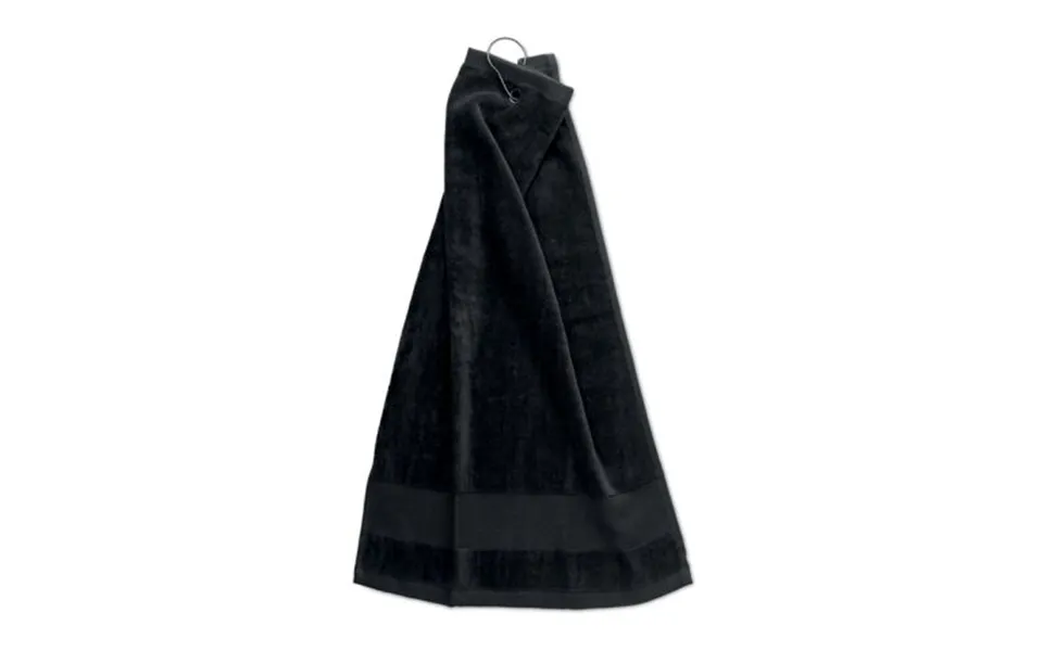 Promotional Cotton Golf Towel With Hanger Black Branded With Your Logo