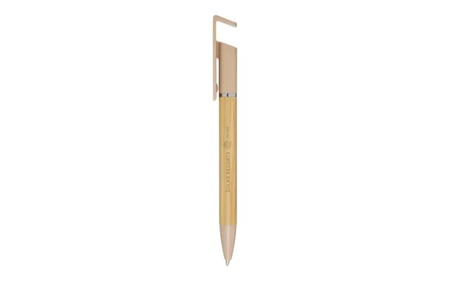 Promotional Delfina Phone Holder Pen Oatmeal Branded With Your Logo product image