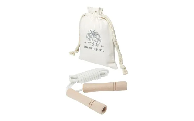 Promotional Denise Wooden Skipping Rope In Cotton Pouch Off White-wood Branded With Your Logo