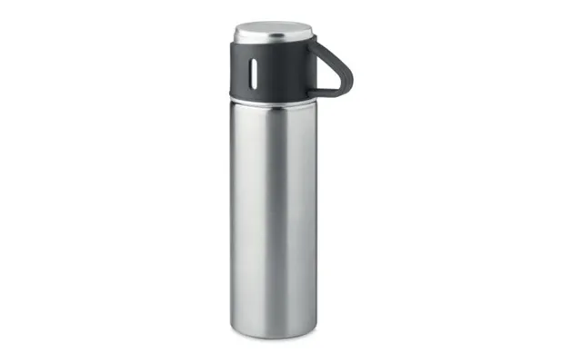Promotional Double Wall Bottle 420 Ml Matt Silver Branded With Your Logo