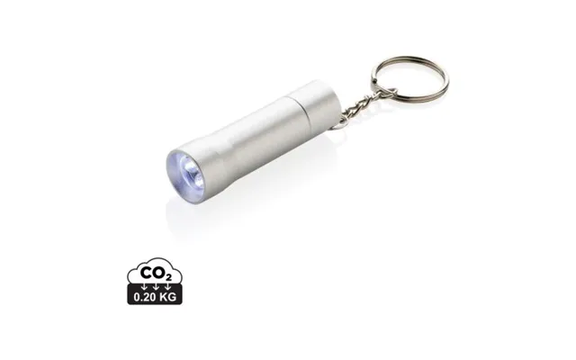 Promotional Flash Rcs Recycled Aluminium Keychain Torch Silver Grey Branded With Your Logo
