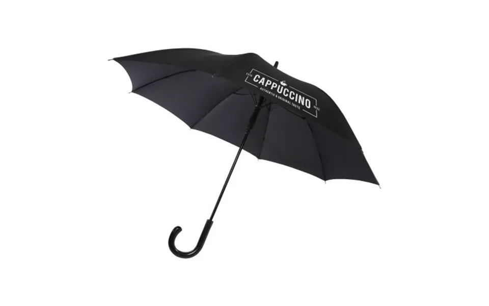 Promotional Fontana 23 Auto Open Umbrella With Carbon Look And Crooked Handle Solid Black Branded With Your Logo
