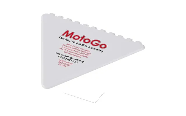 Promotional Frosty Triangular Recycled Plastic Ice Scraper White Branded With Your Logo
