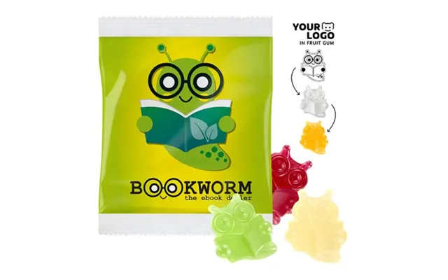 Promotional Fruit Gum Customised 30 G - Vegan In A Compostable Bag Branded With Your Logo