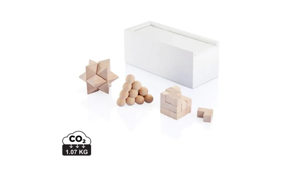 Promotional Fsc 3 Pcs Brain Teaser Set White Branded With Your Logo