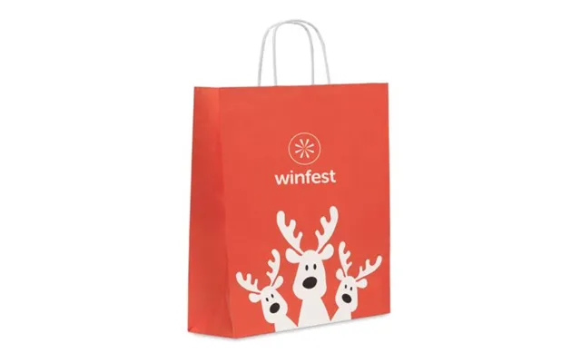 Promotional Gift Paper Bag Large Red Custom Branded Merch With Logo For Bulk Corporate Gifts