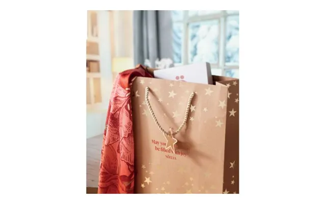 Promotional Gift Paper Bag With Pattern Gold Branded With Your Logo