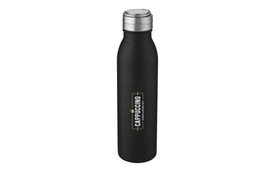 Promotional Harper 700 Ml Stainless Steel Sport Bottle With Metal Loop Solid Black Branded With Your Logo