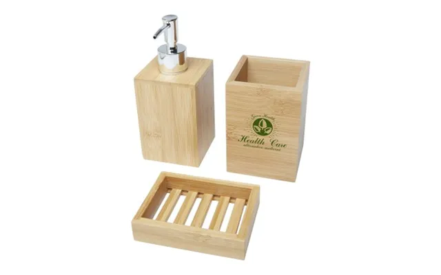 Promotional Hedon 3-piece Bamboo Bathroom Set Natural Branded With Your Logo