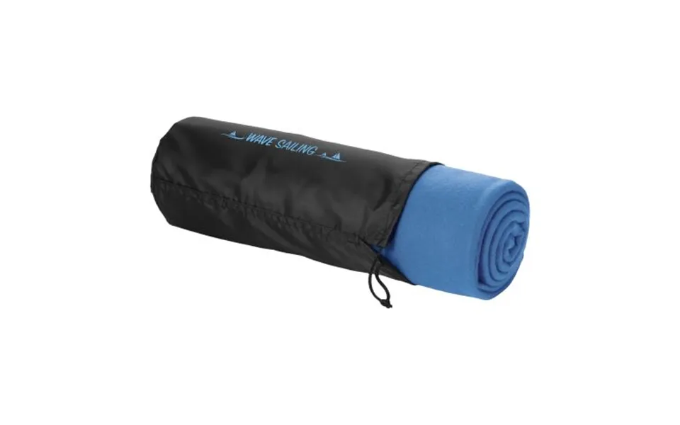 Promotional Huggy Fleece Plaid Blanket With Carry Pouch Process Blue Branded With Your Logo