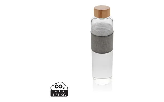 Promotional Impact Borosilicate Glass Bottle With Bamboo Lid White-grey Branded With Your Logo