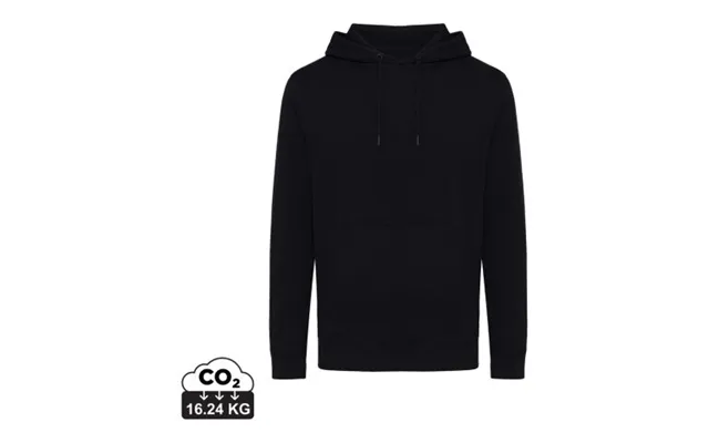 Promotional Iqoniq Rila Lightweight Recycled Cotton Hoodie Black Branded With Your Logo product image