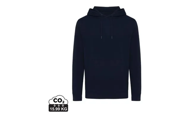 Promotional Iqoniq Rila Lightweight Recycled Cotton Hoodie Navy Branded With Your Logo product image