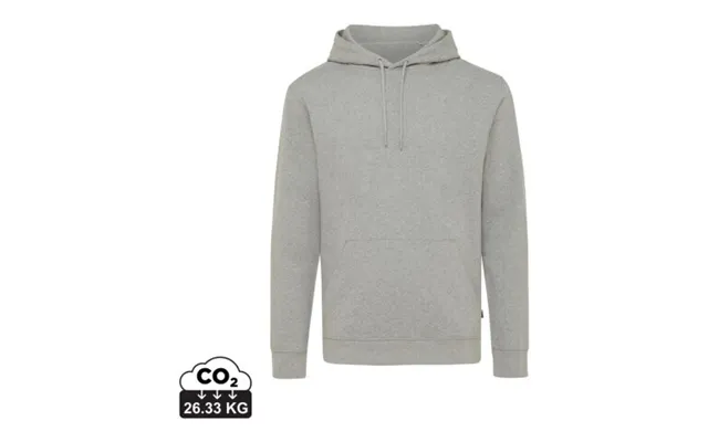 Promotional Iqoniq Torres Recycled Cotton Hoodie Undyed Heather Grey Branded With Your Logo product image