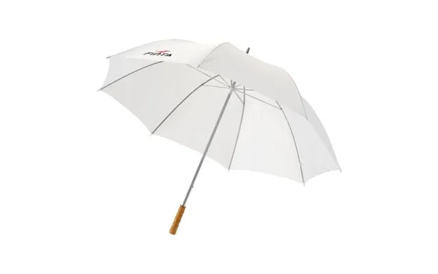 Promotional Karl 30 Golf Umbrella With Wooden Handle White Branded With Your Logo
