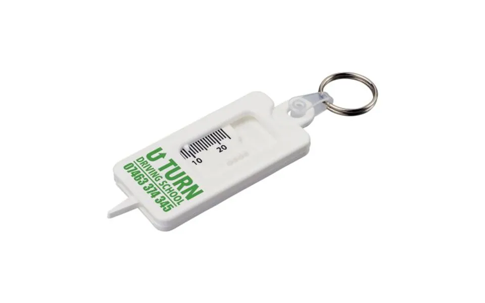 Promotional Kym Recycled Tyre Tread Check Keychain White Branded With Your Logo