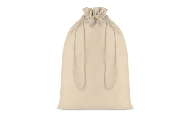 Promotional Large Cotton Drawstring Gift Bag Beige Branded With Your Logo
