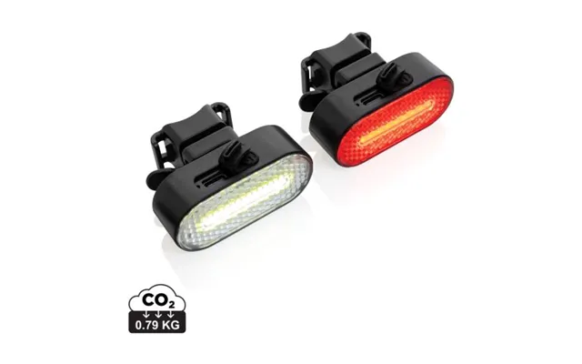 Promotional Lumino Rcs Recycled Plastic Usb Re-chargeable Bike Light Set Black Branded With Your Logo