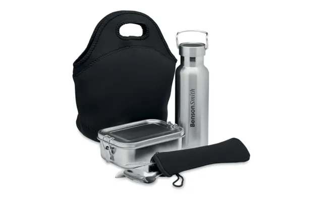 Promotional Lunch Set In Stainless Steel Black Branded With Your Logo